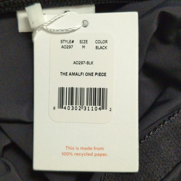 Andie Amalfi One Piece Black Scoop Neck Adjustable Straps Swim Size M New - Picture 10 of 10